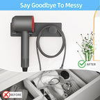 Self Adhesive Hair Dryer Holder Wall Mounted-Bathroom Hair Blow Dryer Rack Organizer Compatible with Supersonic Hair Dryers, Matte Black