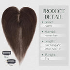 Hairro Human Hair Toppers For Women Lace Base Remy Topper Hair Pieces No Bangs Clip On Topper Handmade Wiglet Hair Extensions For Hair Loss 11 Inches 21g #02 Dark Brown