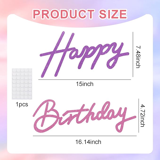 TONIFUL Happy Birthday Sign for Backdrop - Image 3