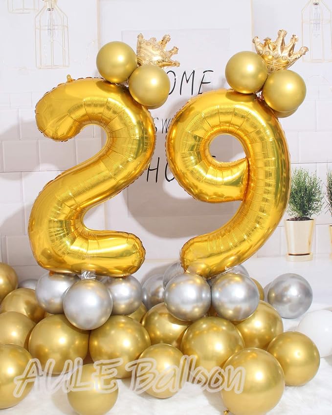 AULE 40 Inch Gold 29 Balloon Number Foil 0-9 Birthday Big Numbers | Birthday - Image 4