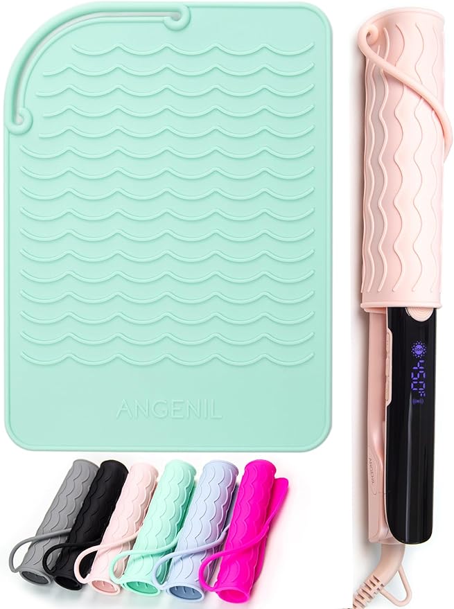 ANGENIL Heat Resistant Silicone Mat Suitable for Curling Iron, Flat Iron, Hot Tools,Safe and Heat-Resistant, Food Grade Silicone (9 "x 6.5")