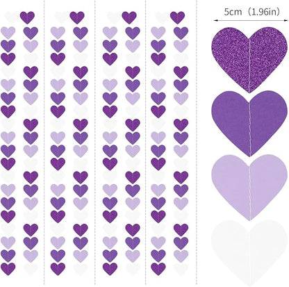 Purple Party Decoration Heart-Garland - 52Ft Purple Lavender White Streamers - Image 2