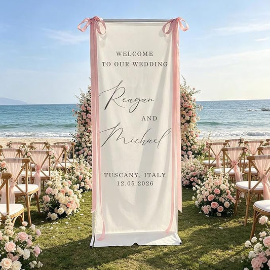 Personalized Fabric Wedding Welcome Sign, Linen Wedding Welcome Sign Cotton by Custom