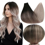 Full Shine Balayage Tape in Hair Extensions Human Hair 22Inch Color 1B Off Black Fading to Ash Blonde 18 Seamless Skin Weft Human Hair Tape in Extensions 50 Gram 20 Pcs Remy Hair Extensions Tape ins
