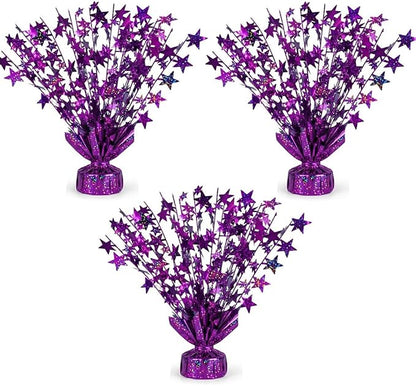 PMU 3 Pack Bursting Star Metallic Foil Spray Centerpiece- Purple Prismatic by PMU
