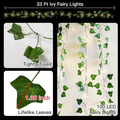 33FT 100LED Ivy Vine Fairy Lights Battery Operated Copper Wire | String Lights - Image 5