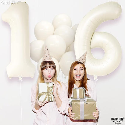 KatchOn Cream 16 Balloon Numbers 40 Inch | 16 Birthday Balloons, Sweet 16 - Image 6