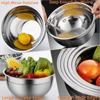 MIKULA Mixing Bowls Set, 22PCS Large Stainless Steel Mixing Bowl with Lids Set 7/6/4.5/3.5/2.5QT, 400ML Measuring Cups Spoons Storage Baking Nesting Metal Bowl for Kitchen Supplies