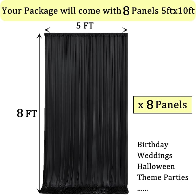 40ftx8ft Wrinkle Free Black Backdrop Curtains - Image 6