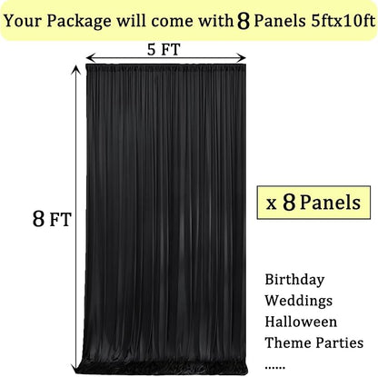 40ftx8ft Wrinkle Free Black Backdrop Curtains - Image 6
