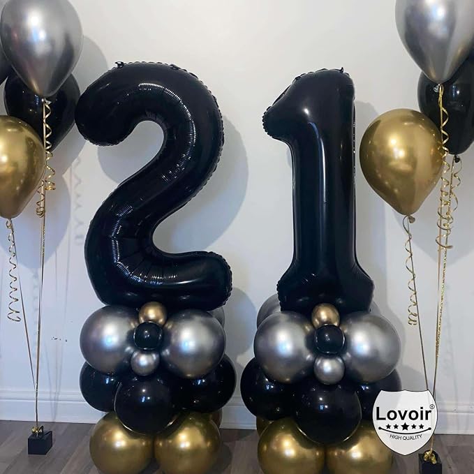 Black 20 Number Balloons, 40 Inch Giant Number 20 Balloons Foil Mylar Helium - Image 6