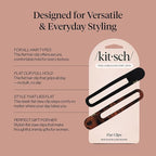 Kitsch Flat Hair Clips for Women - Strong Hold, No Slip Grip Flat Claw Clips | Sleek Curved Design For Comfortable Look | Hair Accessories For Girls | Ideal Gifts for Women - Black & Tortoise, 2pcs