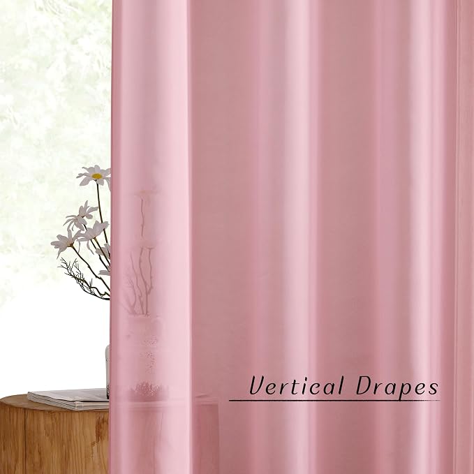 NICETOWN Pink Sheer Curtains 2 Panels - Image 3