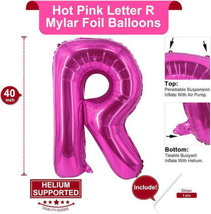 Lovoir 40 Inch Large Hot Pink Letter R Balloons Big Size Jumbo Mylar Foil - Image 2