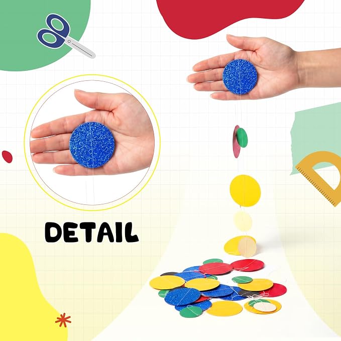 Outus 10 Pieces Colorful Circle Garland Banner Hanging Paper Dot Decorations - Image 3