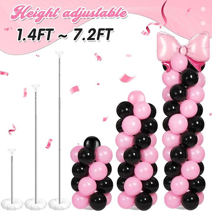 Leitee 2 Sets Adjustable Black Pink Bow Balloon Column Stand Kit Include 143 - Image 5