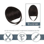 BARSDAR Human Hair Clip in Bangs - 100% Real Hair Extensions for Women - Dark Brown Thick Fringe With Temples Hairpieces