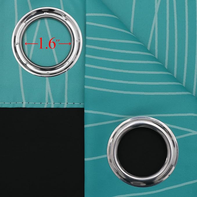 Teal and Greyish White Blackout Curtains 45 Inch Length, Light Blocking - Image 7