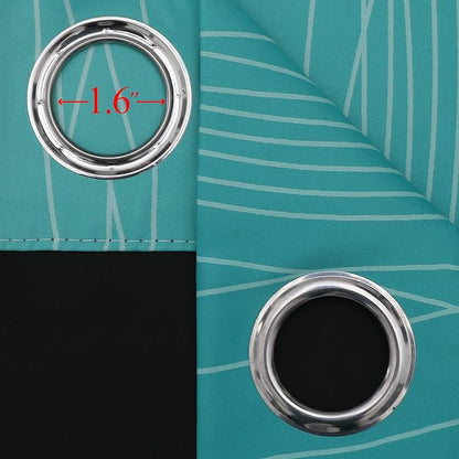 Teal and Greyish White Blackout Curtains 45 Inch Length, Light Blocking - Image 7
