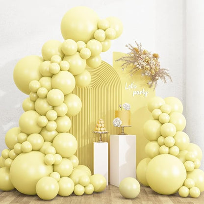 RUBFAC 135pcs Pastel Yellow Balloons, Latex Light Yellow Balloon Different by RUBFAC
