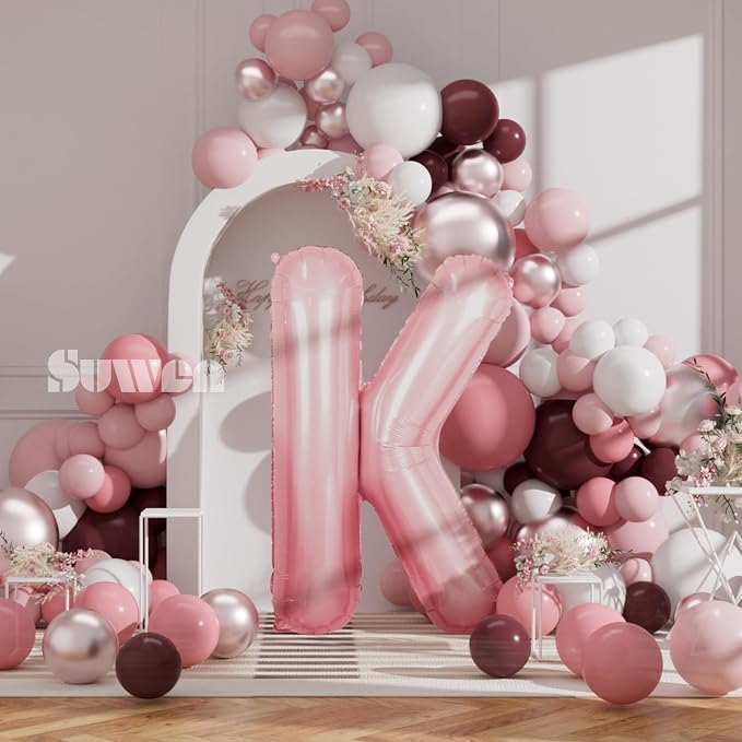 SUWEN 40 Inch Pink Large K Letter Balloons Big Foil Helium A-Z | Jumbo Mylar - Image 5