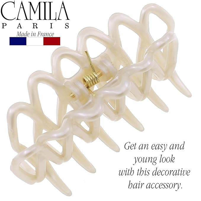 Camila Paris CP3526 French Small Hair Clips for Women Thick Hair for Long Curly Wavy Hair, Girls Hair Claw Clip, Durable Styling Big Claw Clip for Thick Hair, Strong Hold No Slip Grip, Made in France