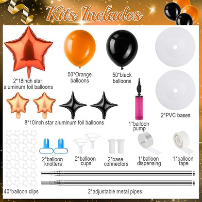 Gejoy 110 Pcs Orange Black Balloons Column Stand Kit Adjustable Tower Stand - Image 2