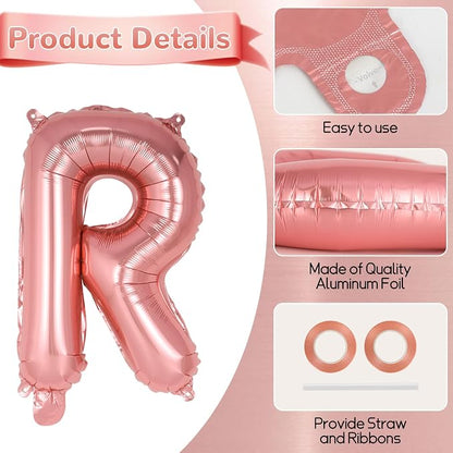 52 Pcs Rose Gold Letter Balloons, 16 Inch Foil Alphabet Letter Balloons - Image 5