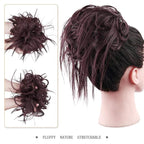 HMD Tousled Updo Bun Messy Bun Hair Piece Ponytail Bun With Elastic Rubber Band Updo Synthetic Hairpieces for Women