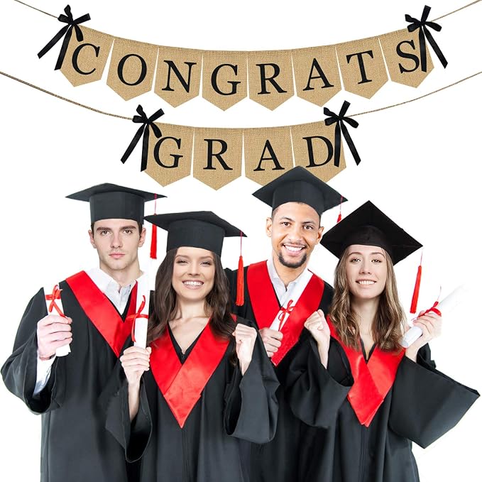 Burlap Congrats Grad Graduation Banner - Image 5