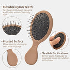 Mini Hair Bursh for Kids Women and Men, Protable Travel Size Hair Brush for Pockets Purse backpack,Mini Detangler Brush for All Hair Types, Small Hair Brush for Detangling(1 Pack-Mocha)
