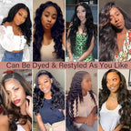 Body Wave Natural Black Human Hair Wigs For Black Woman 13X6 HD Lace Front Wigs 100% 10A Brazilian Virgin Hair Skinlike Lace Frontal Wig 220% Density Pre Plucked with Baby Hair 16 inch