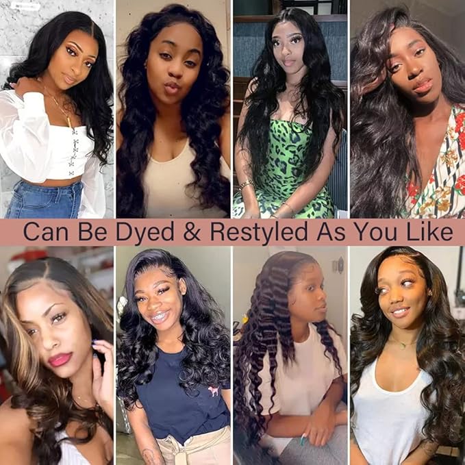 Body Wave Natural Black Human Hair Wigs For Black Woman 13X6 HD Lace Front Wigs 100% 10A Brazilian Virgin Hair Skinlike Lace Frontal Wig 220% Density Pre Plucked with Baby Hair 16 inch