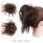 HMD Tousled Updo Messy Bun Hair Piece Hair Extension Ponytail With Elastic Rubber Band Updo Extensions Hairpiece Synthetic Hair Extensions Scrunchies Ponytail Hairpieces for Women (Darkest Brown)