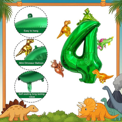 LilyZheng Large Dinosaur Balloon Number 4, 40 Inch Dark Green Foil Balloon - Image 3
