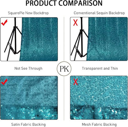 SquarePie 10x10ft Teal Sequin Backdrop, High Density Non-Transparent Glitter - Image 6