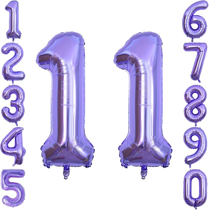 Purple Number 11 Balloon 40 Inch, Large Metallic Foil Number 11 Balloons by Unknown