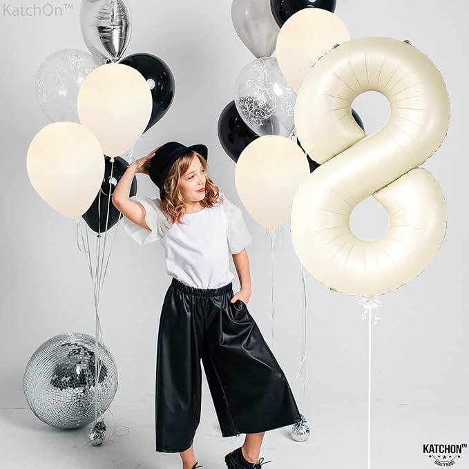 KatchOn Cream White Number 8 Balloon 40 Inch | 8th Birthday Decorations - Image 5