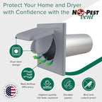 NO-PEST VENT, Exclusive Dual Door Dryer Vent Cover Outdoor 4 inch or Bathroom fan, Made in USA w Highest UV Resistant Plastic in any Outdoor Vent Cover (Slate Grey, 4 inch W/O Duct Tube)