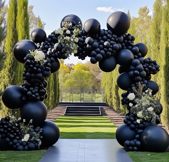 Black Balloon Arch Garland Kit Double Stuffed Matte Black Balloons Different by DOUBLELAYERBALLOON