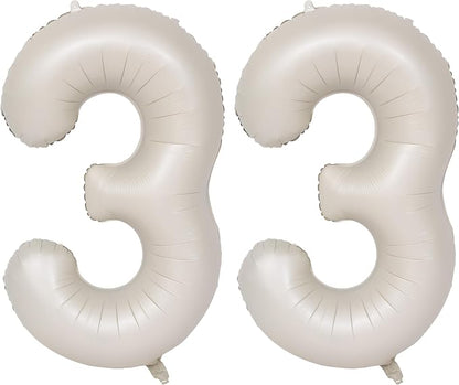 40 In Cream white Number Balloons Helium Foil Mylar Balloon Digital 33 | by Exquisitehighqualitypartydecorationstomeetyoureveryneed%EF%BC%81