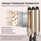 Hair Curler 0.86 Inch for SMALL CUTE WAVES, AIMERVO 22MM Triple Barrels Curling Wand Rod with LCD Display 15 Temp Control up to 450°F, Ceramic Tourmaline, 30S Heat-Up, Wavy Crimps for All Hair lengths