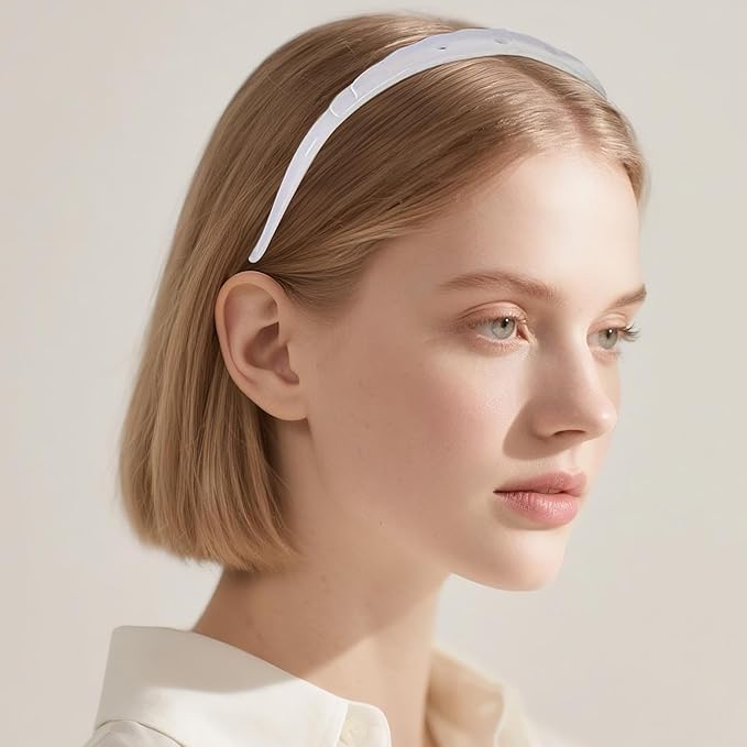 Acetate Hairbands for Women - Non-Slip Thin Headbands with Teeth, Eyewear-Friendly Design, 90s Retro Hair Accessories, No Pressure & No Headache Sunglasses Headband (White Star)