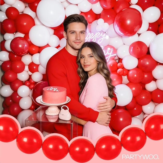 PartyWoo Red Linking Balloons 100pcs 6 Inch Red Link Balloons | - Image 8