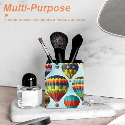 Pencil Pen Holder Hot Air Balloon Sky Cartoon Leather Pen Container Desk - Image 6