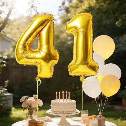 40 Inch Number 41 Balloons for 41st Birthday Party Decorations, 0-100 Gold - Image 3