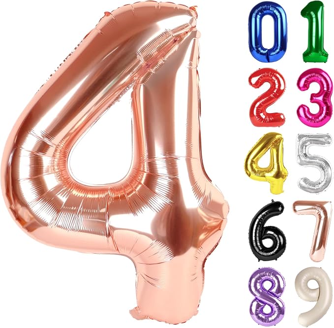 4 Balloon - Rose Gold Birthday Number Balloons, 40 Inch Party Decorations | by ALPHADELTAPI