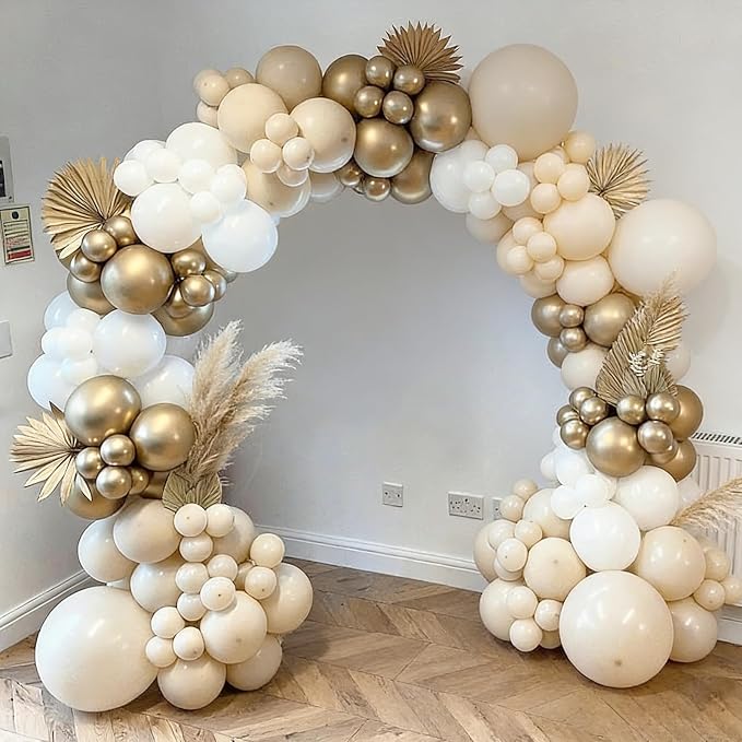 50pcs 12 Inch White Sand Latex Balloons | Premium Boho Nude Cream Beige Balloon - Image 4