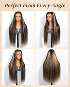 Arabella 13x6 Balayage Wig Human Hair Glueless Wigs Human Hair Pre Plucked Pre Cut 13x6 Ear to Ear Full HD Lace Front Wigs 210% Density 1B/27 Straight Wig Drawstring Wig Human Hair 22 Inch