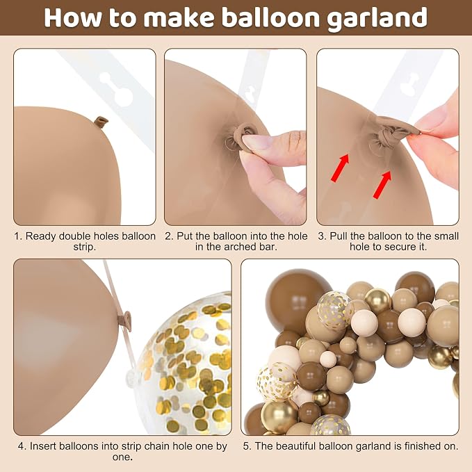 Amandir 153pcs Brown Balloon Garland Arch Kit Different Sizes 18 12 10 5 in | - Image 3